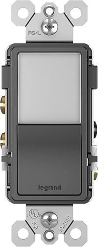 Legrand Radiant NTL873BKCC6 - Luz nocturna LED ajustable de 15 amperios e interruptor basculante decorativo de 3 vías para pasillos o dormitorios de