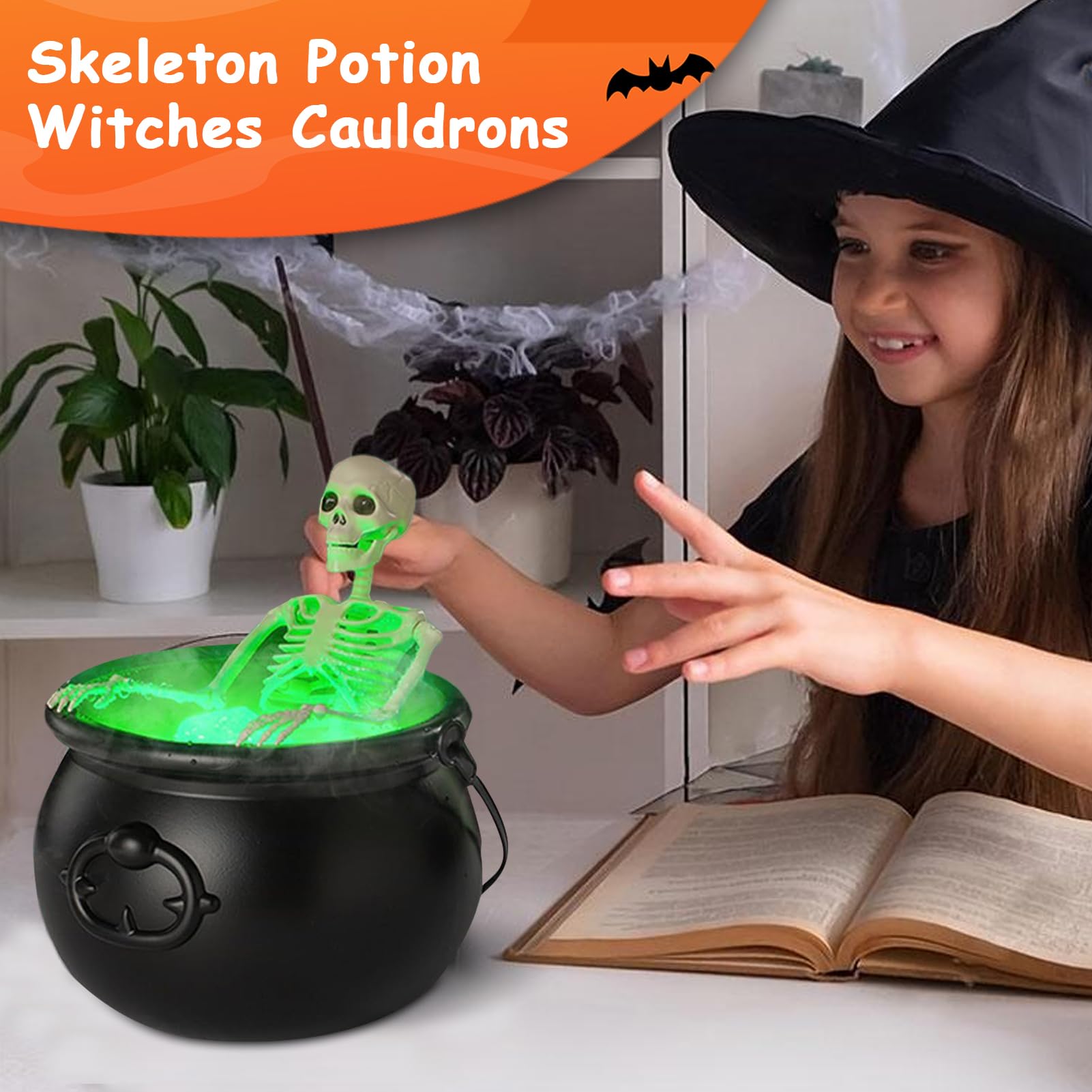 Decorazione di Halloween | Decorazione a caldaia di con scheletro per Halloween - Scultura per feste scoppianti per collezionisti interni ed esterni giardino
