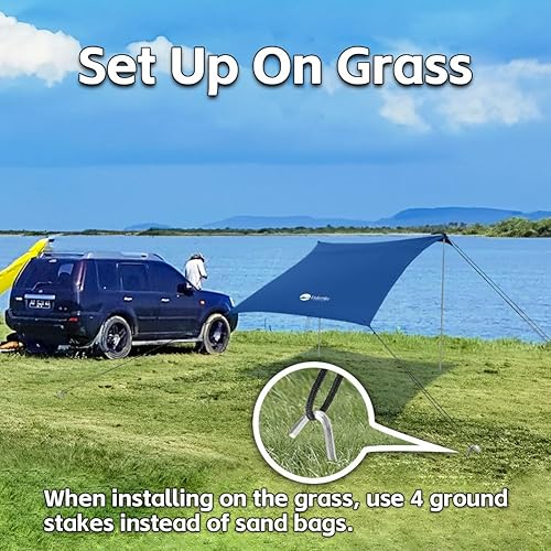 Miniatura 6 de Tiendas de campaña de viaje portátiles, tienda de playa con bolsa de arena y pala, UPF50+ toldo de refugio solar esquinas reforzadas