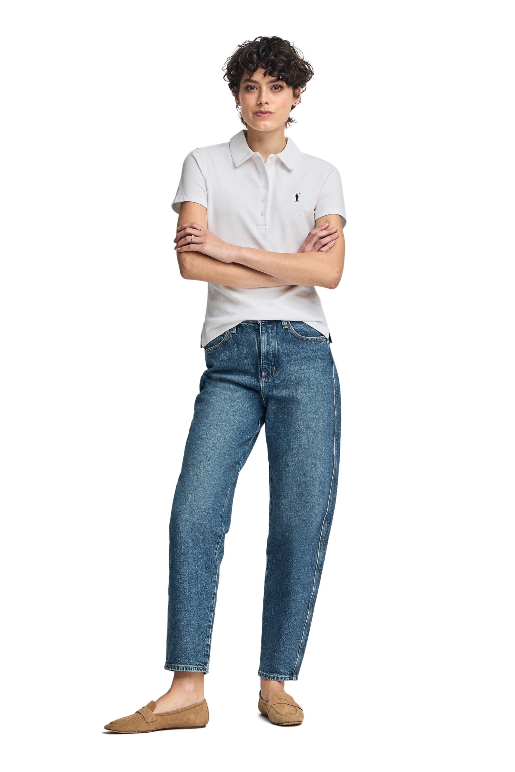 Polo Club Polo Femme à Cinq Boutons, avec Broderie 100% Coton