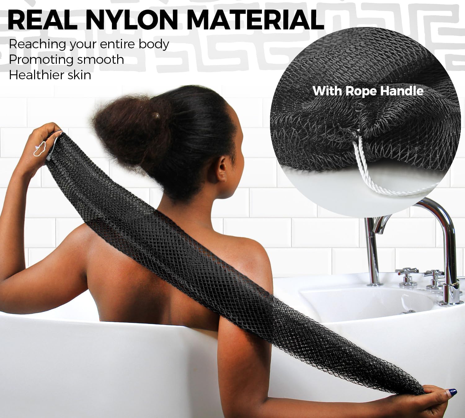 African Net Sponge Authentic - Exfoliating Back Scrub Bath Sponge with Knots - Afro Scrub Body Scrubber Exfoliator Washcloth - African Body Care Daily Use Shower Essentials image 3