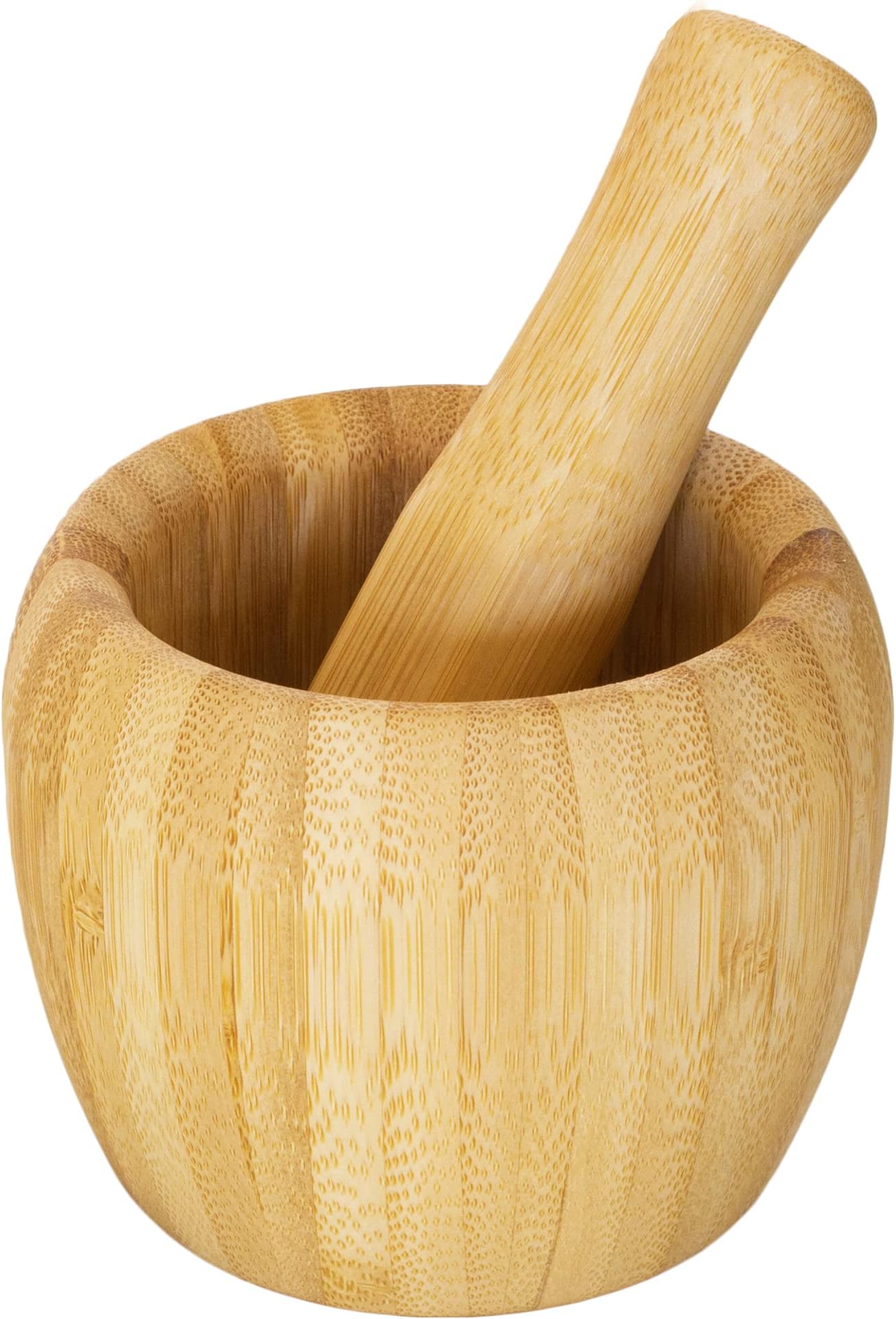 TB Essentials Bamboo Mortar and Pestle Set, 6.75 Ounce Capacity, Perfect for Guacamole, Pesto, Salad Dressing and More