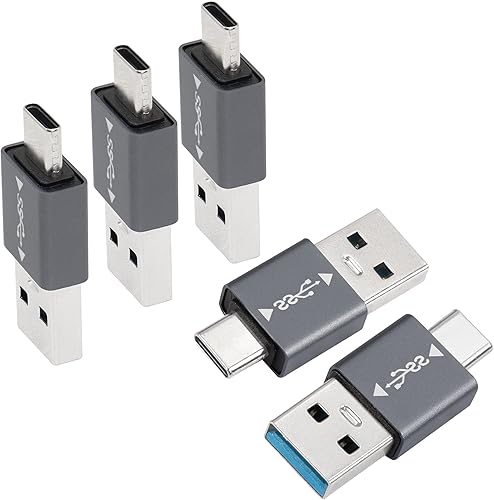 QIANRENON 5 unids USB 3.1 macho a USB C macho adaptador USB A a USB C conector 10 Gbps, compatible con sincronización de datos OTG para teléfono