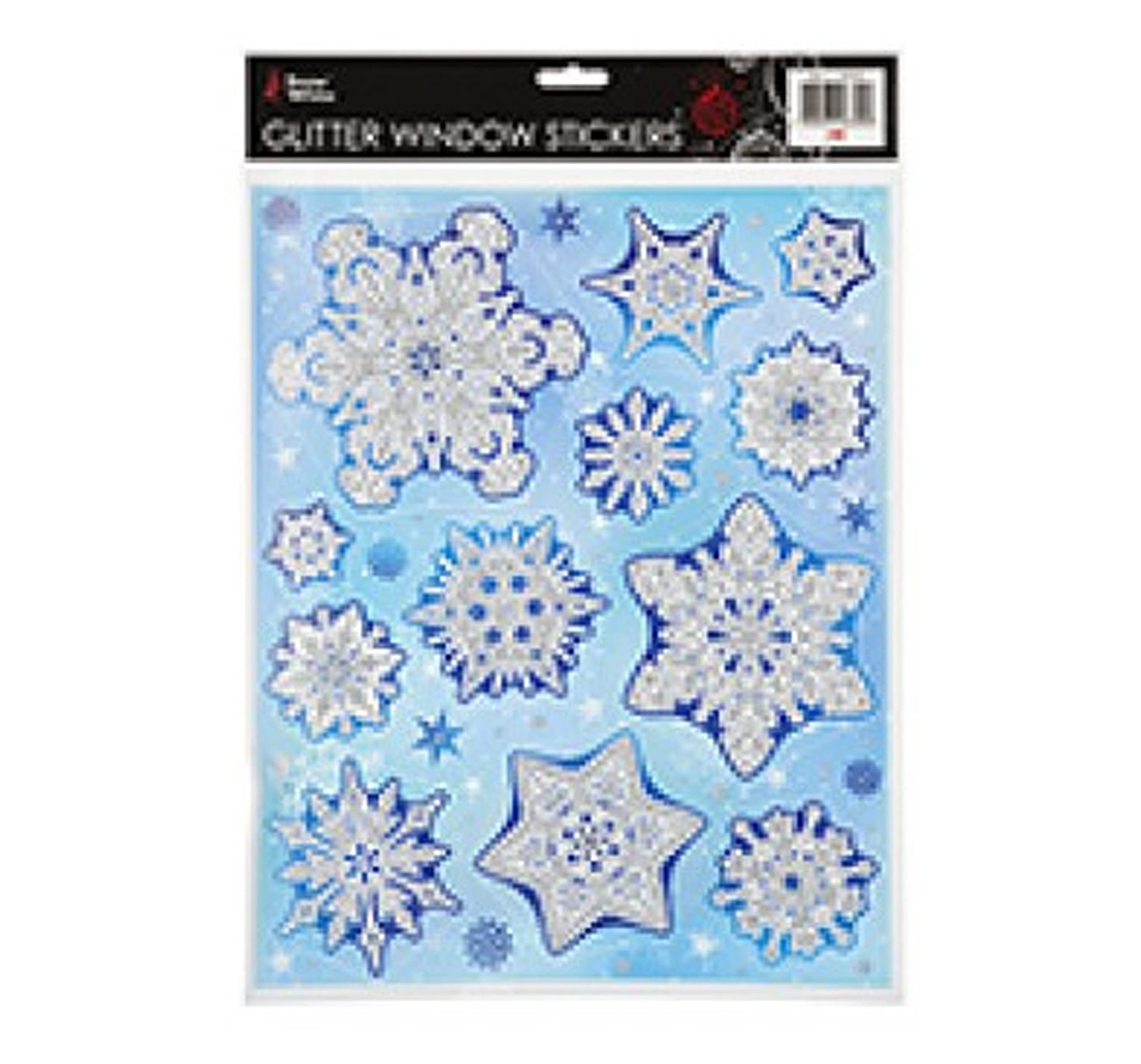 Produktbild von 93 Stück Glitzer Schneeflocken Fensteraufkleber, Weihnachts