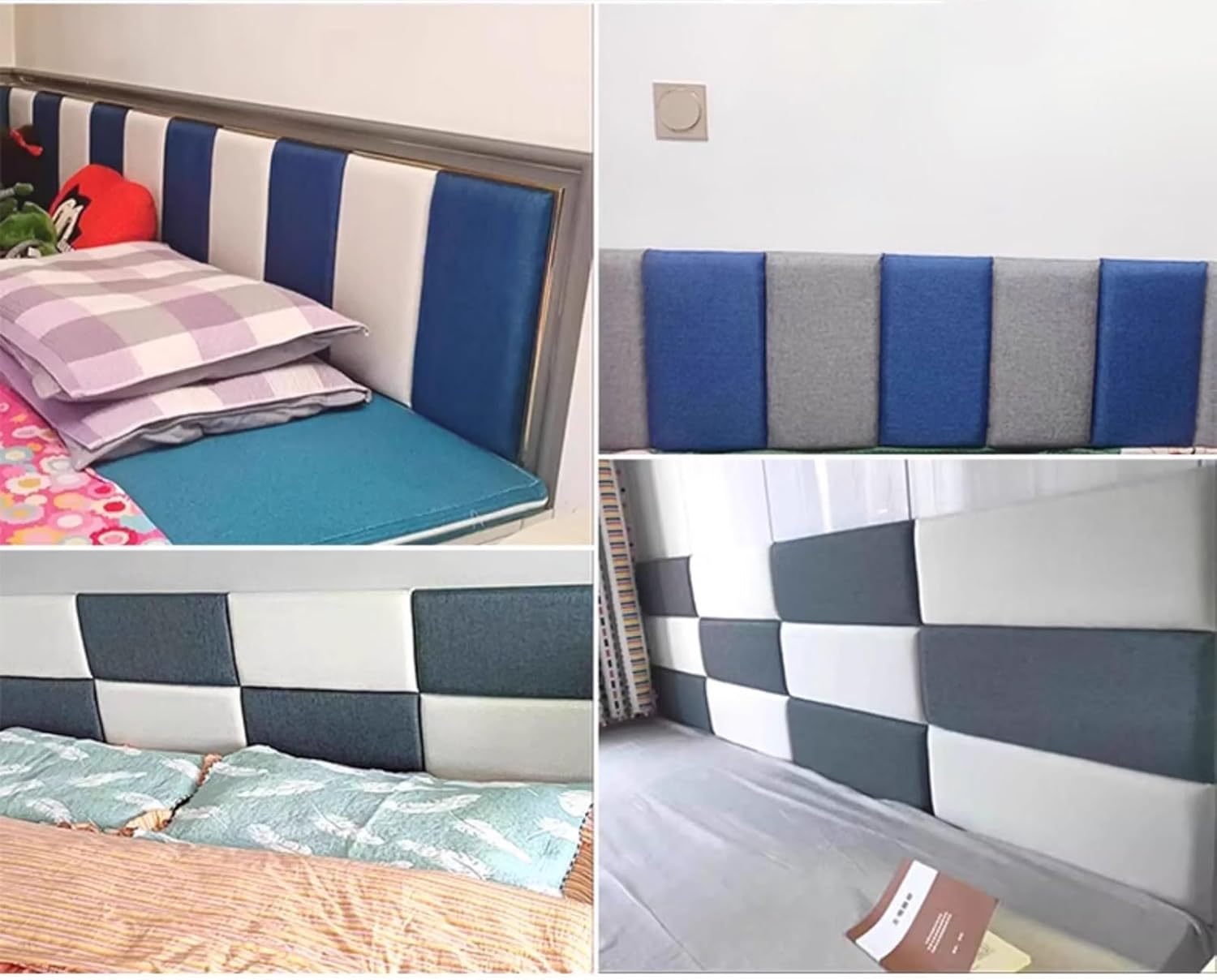 5 Pcs Self-Adhesive Padded Wall Panels, 3D Anti-Collision Padding for Kids' Playroom & Bed, 1.3" Thick Soft Linen Upholstered Headboard - Yellow Peel and Stick Decor