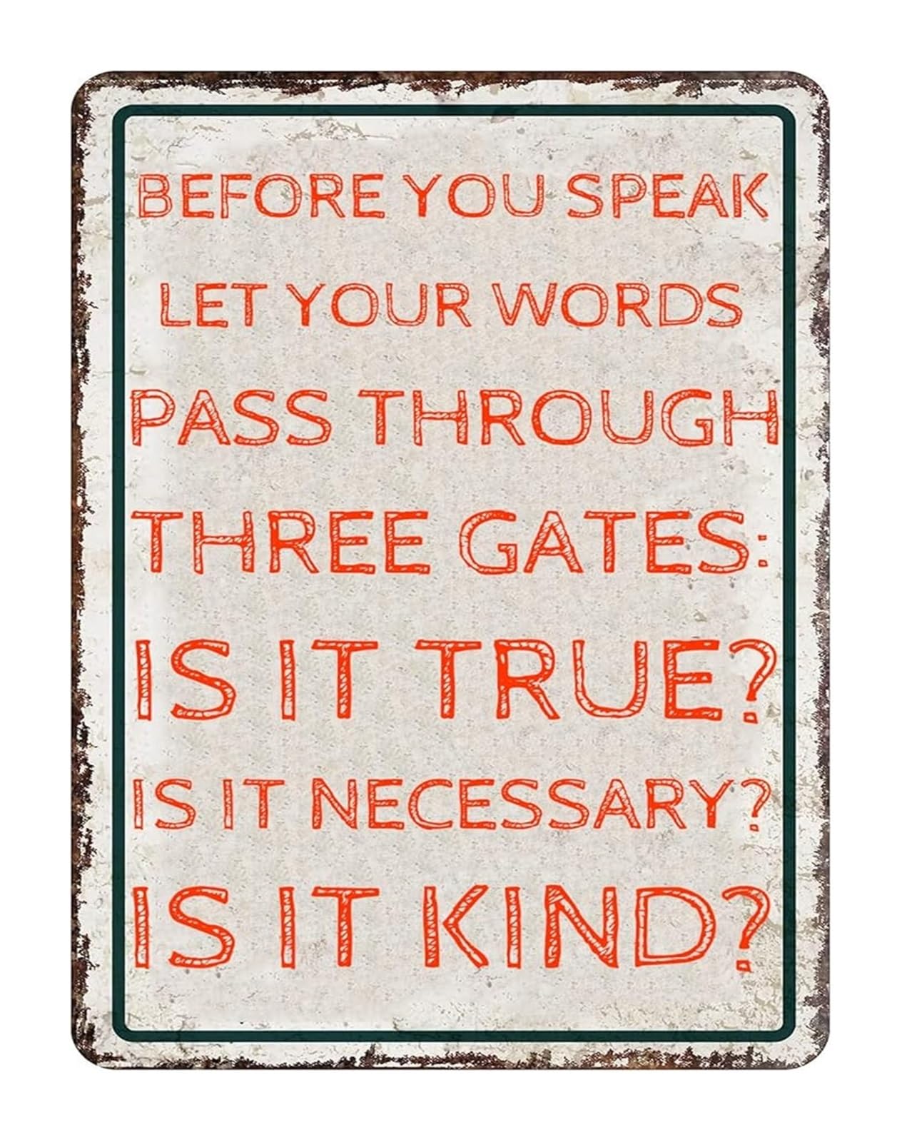 ZDVHOMCB Vintage Metal Plaque Ancient Saying Three Gates for Words Retro Wall Decor for Man Cave Study Room 8 X 12 in