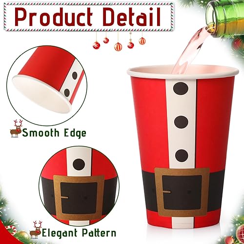 Miniatura 5 de Nuenen 200 tazas de café de Navidad desechables de papel para bebidas navideñas para café, jugo de chocolate, bebidas frías calientes, picnic,