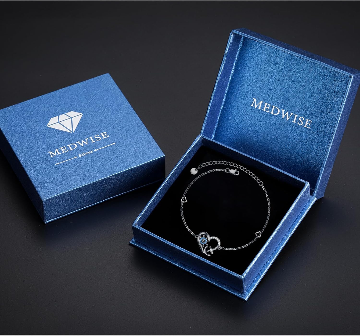 MEDWISE Multicolor Anchor Bracelets 925 Sterling Silver Anchor Jewelry Nautical Adjustable Bracelets Navy Wife Jewelry Gifts for Women Daughter Christmas Gifts 2025