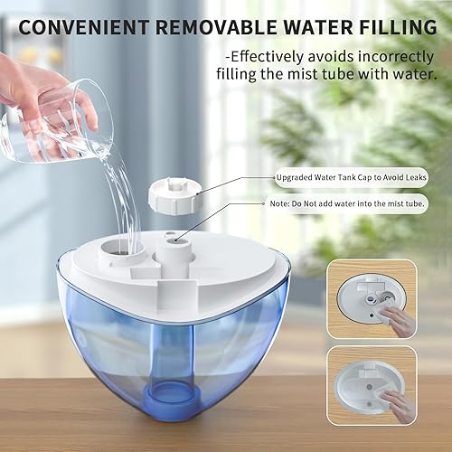 Miniatura 5 de Humidificador ultrasónico de niebla fría, humidificadores de aire silenciosos para dormitorio, humidificadores de escritorio con tanque de agua