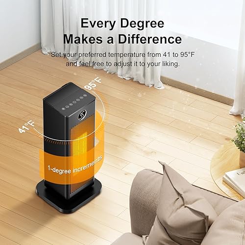 Miniatura 6 de Space Heater Indoor, 1500W PTC Electric Heater with Thermostat and Timer, 2s Fast Heating heaters for Indoor Use Large Room Bedroom Home Office