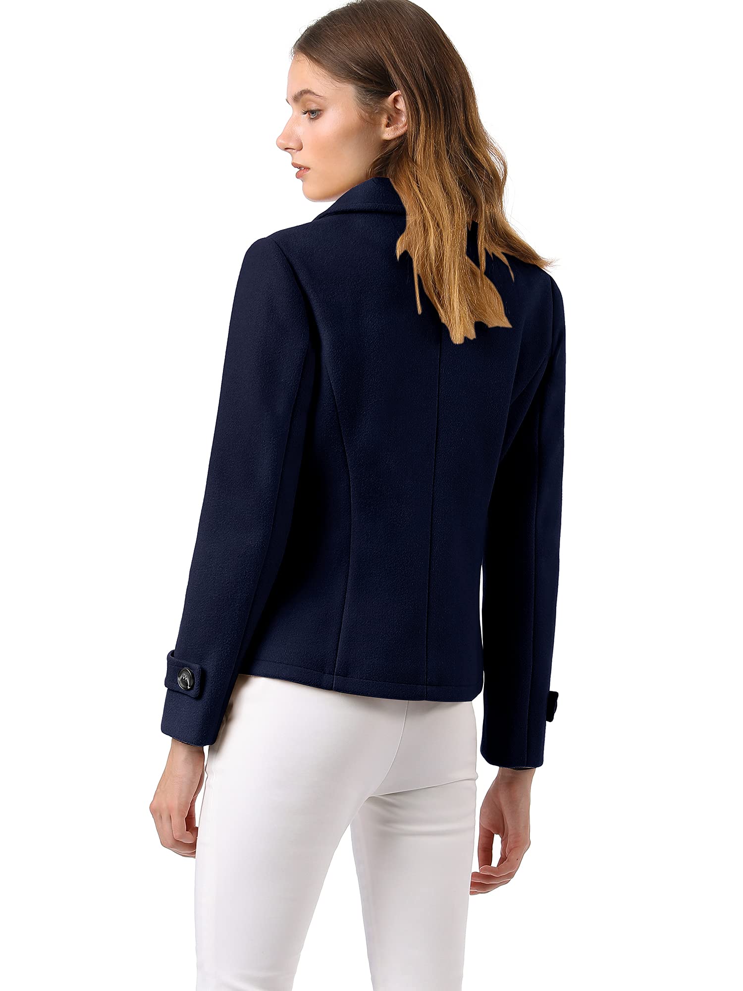 Allegra K Cappotto Di Pisello Cappotto di pisello Donna | Completamente foderato, cappotto da lavoro, trench corto