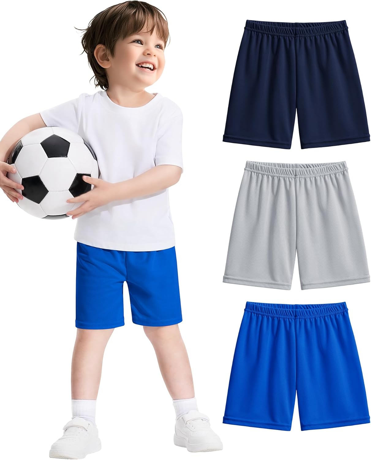 Witwot 3 Pack Toddler Boys Athletic Basketball Shorts Baby Boy Soccer Shorts Summer Clothes Size 2-5T