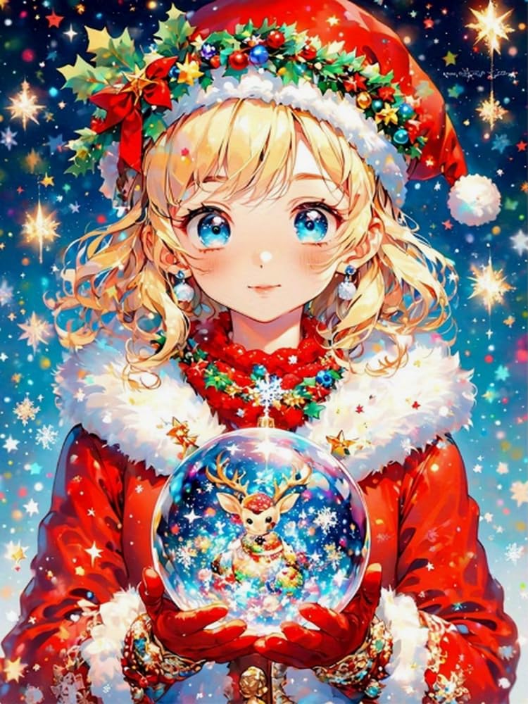 WELIWE Stamped Cross Stitch Kits for Adults 11CT Cross-Stitch Kit for Home Wall Decor DIY Embroidery Kit Needlework Crafts Girl and Snowflakes 40x50 cm