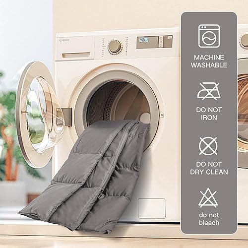 Miniatura 6 de NEXHOME PRO Manta de plumón para sofá, manta suave y ligera, manta de plumas plegable para uso en interiores y exteriores, 50 x 70 pulgadas, gris