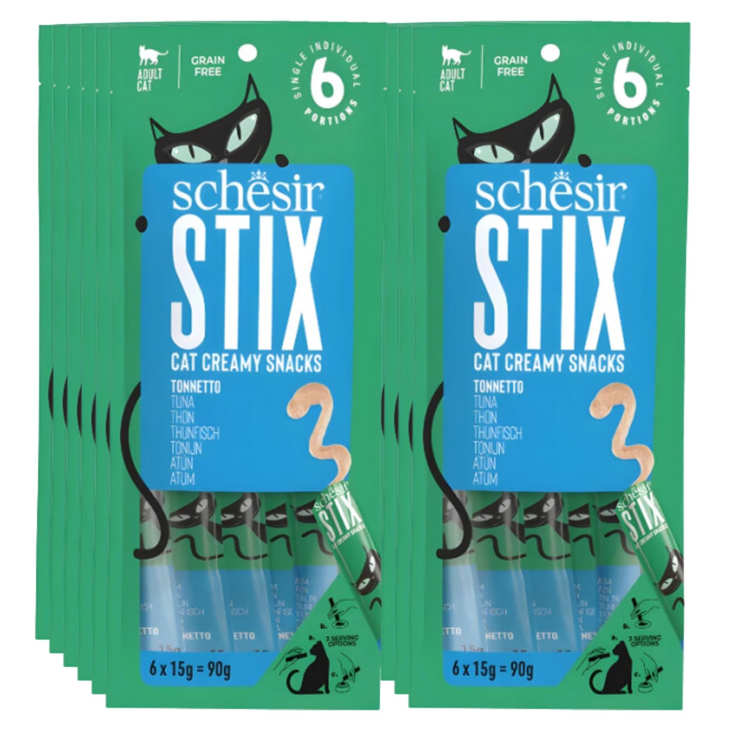Schesir Stix, Autùn, Creamy and Protein Rich Snack for Cats (72 sachets x 15g)