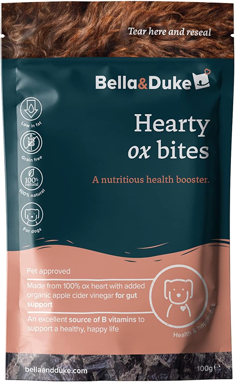 Bella & Duke Hearty Ox Bites for Dogs Beef Hearts Snack with Organic