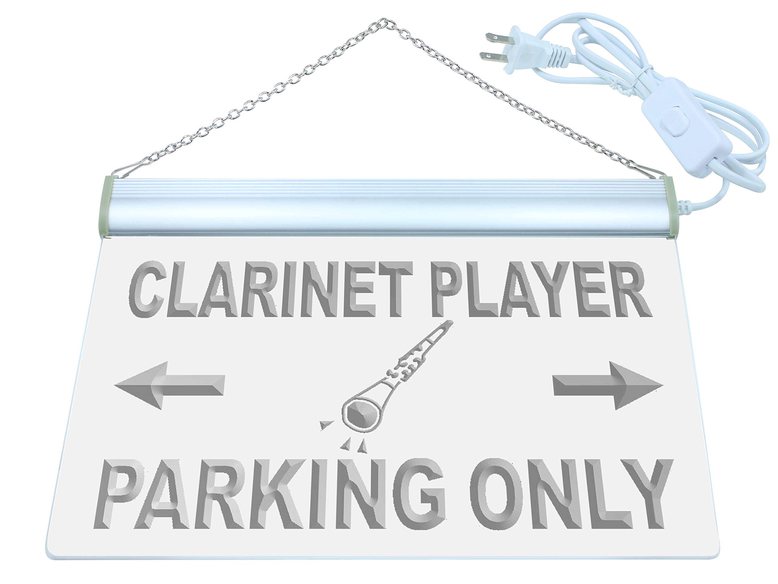 ADVPRO Clarinet Player Parking Only LED Neon Sign Red 24 x 16 Inches st4s64-m240-r