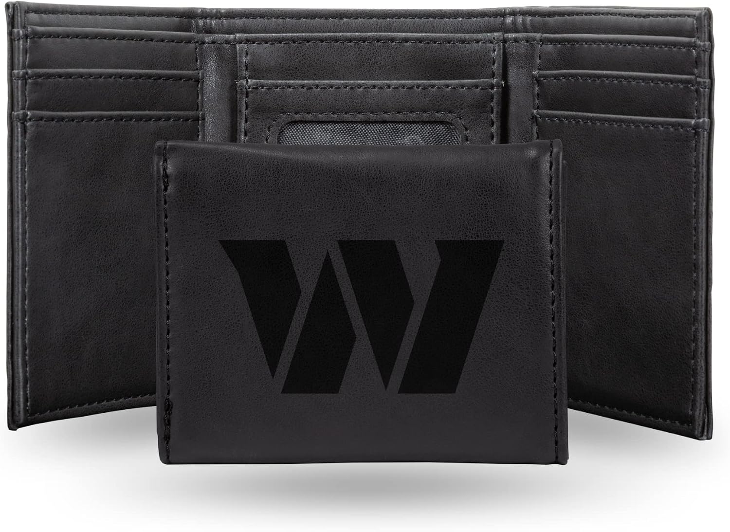 Rico Industries NFL Football Washington Commanders Black Laser Engraved Faux Leather Trifold