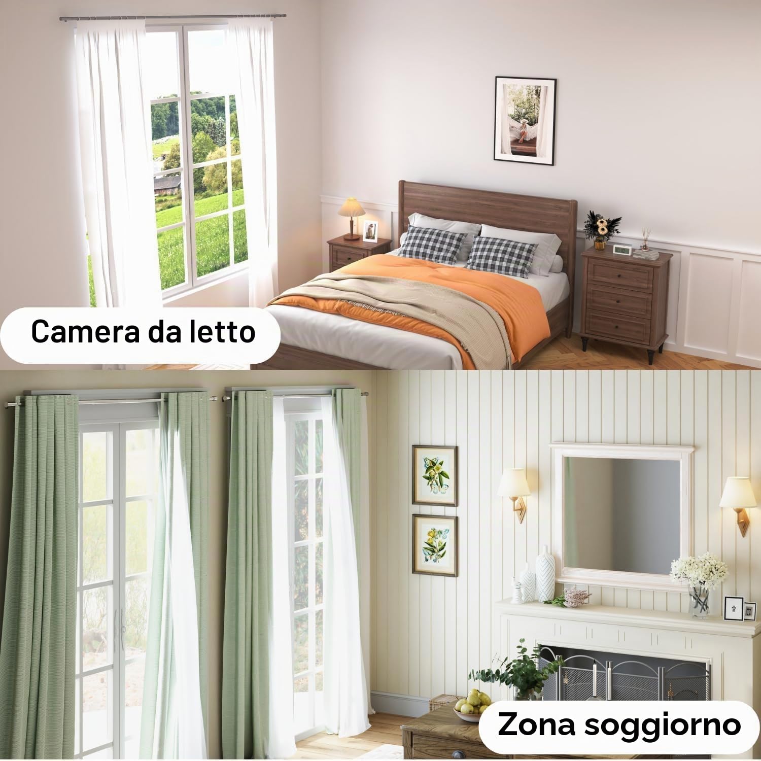 Bastone per Tenda Asta per Tende Bastoni per Tende con Supporto per Soggiorno Camera 84-185CM(Bianco Φ25mm)