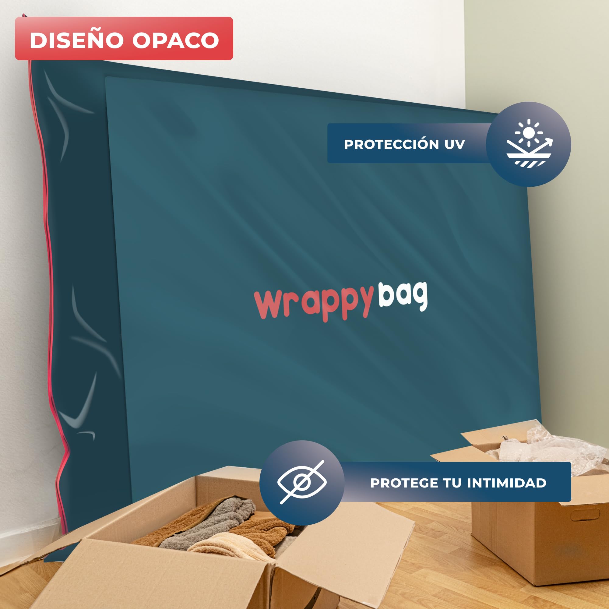 Funda de Plástico para Colchón Wrappybag – Resistente para Mudanza, Almacenamiento y Transporte – 90 x 200 cm