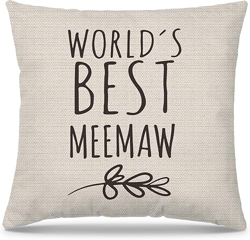 Meemaw - Fundas de almohada de 18 x 18 pulgadas, regalos para la mejor abuela para cumpleaños, día de la madre de parte de nietos, la mejor funda de