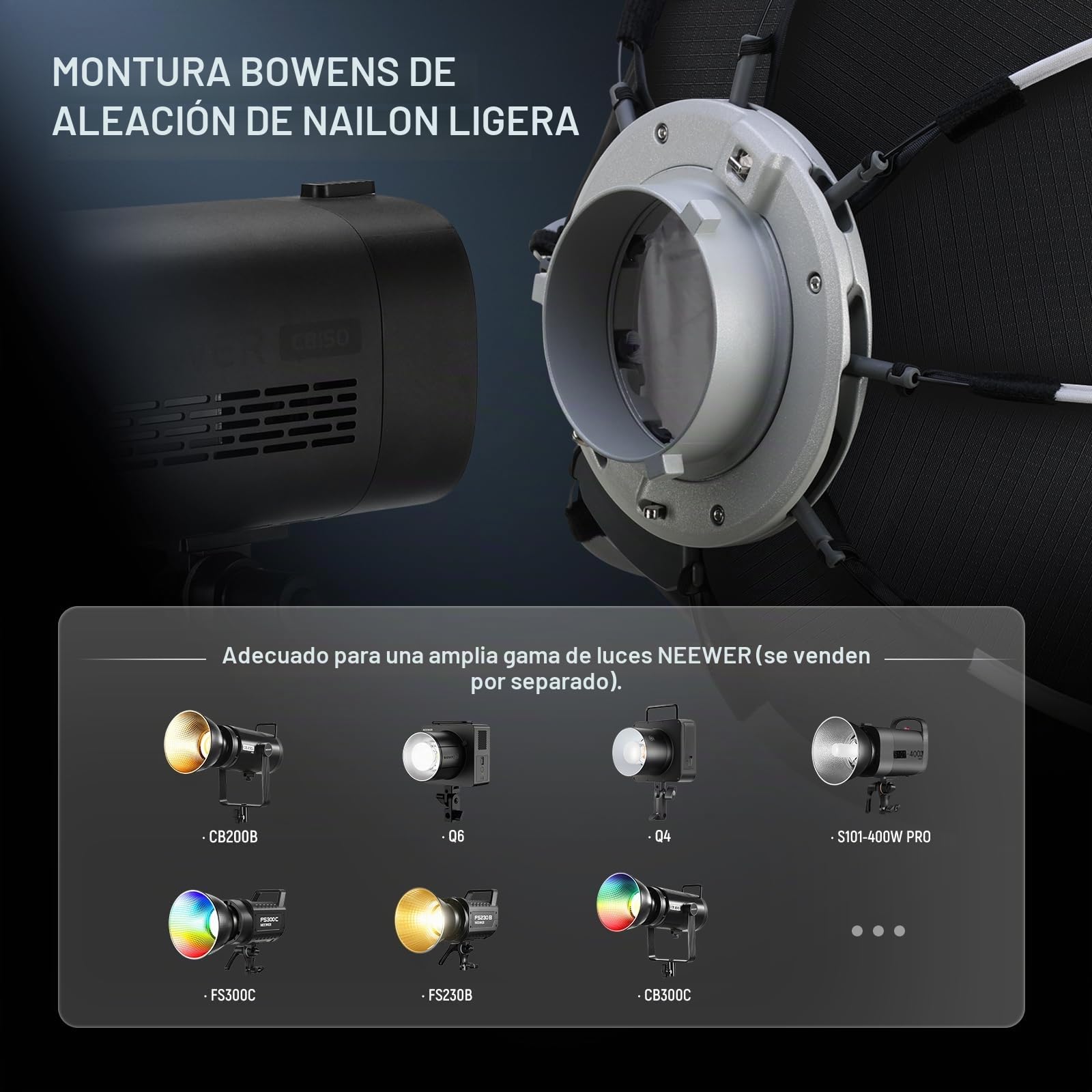 NEEWER Kit Octogonal Softbox de 17.7 Pulgadas, Caja Suave parabólica con difusores de luz para Estudio, fotografía, grabación de Video, iluminación de transmisión, Compatible con Aputure 120d