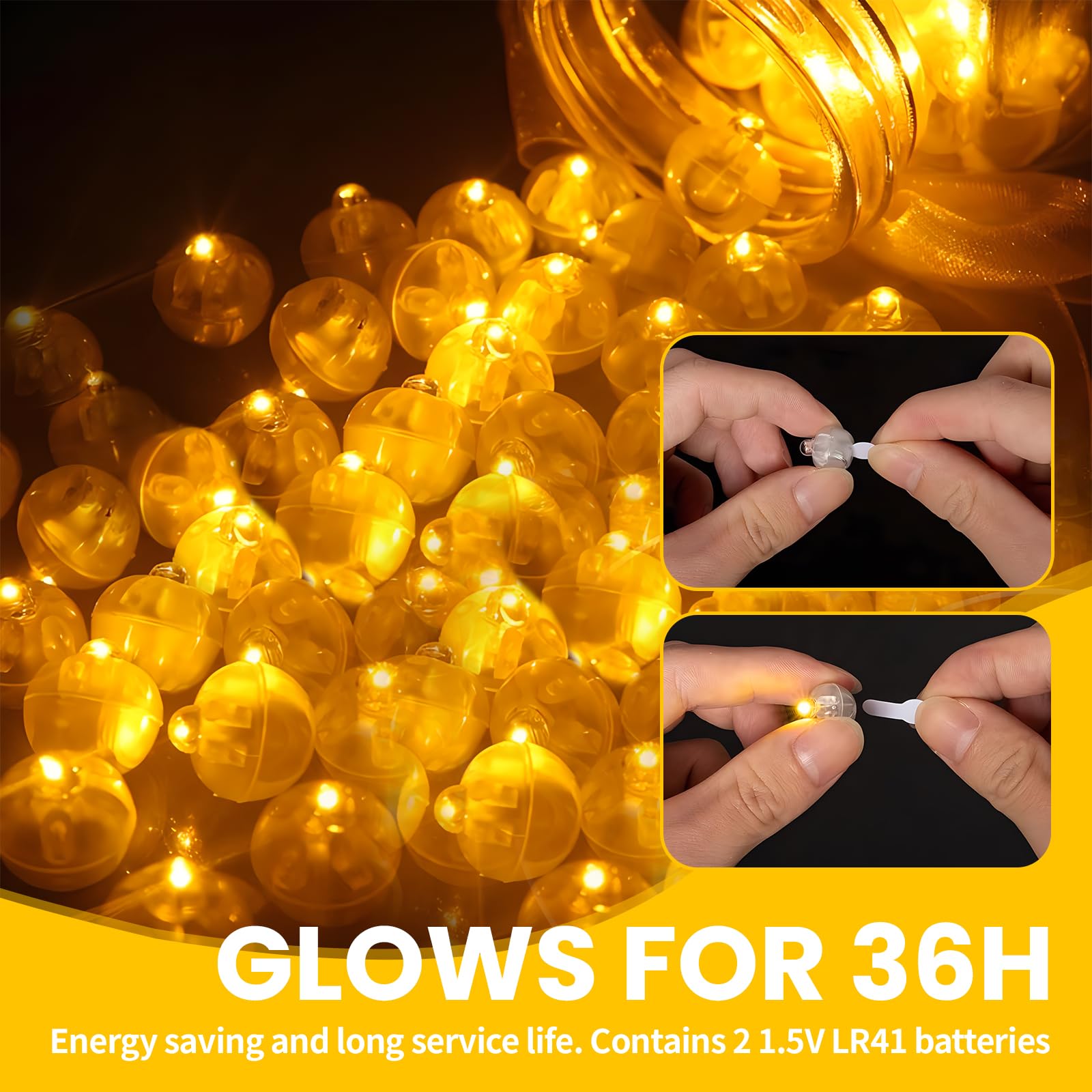 100 Stück Mini Ballonlichter Warmweiß - Kabellose LED Leuchtkugeln Für Partydeko
