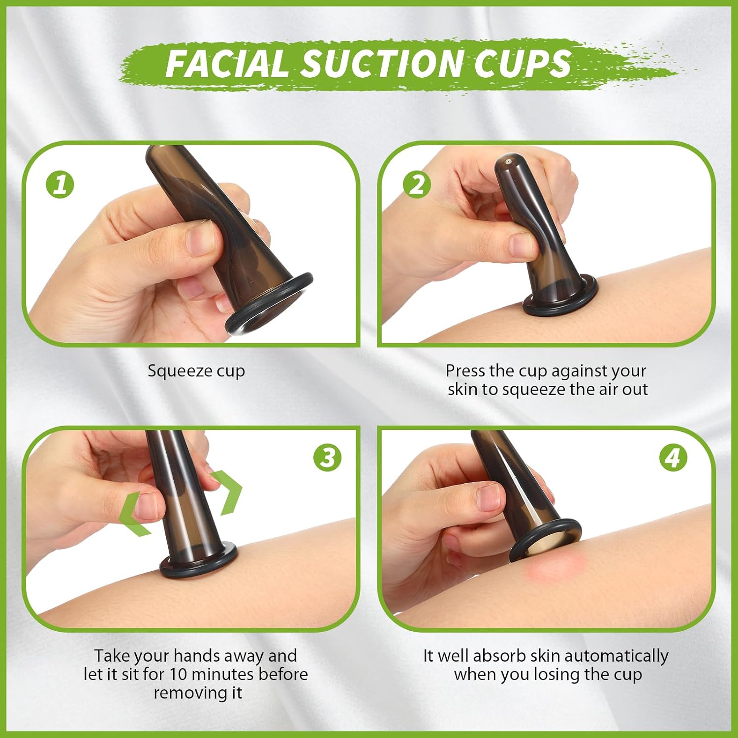 Threlaco 4pcs Facial Cupping Set Silicone Massage Cupping Set Mini Facial Cups Skin Care Neck Back Eyes Massaging Cup Anti Aging Beauty Tool Facials Care(Black)