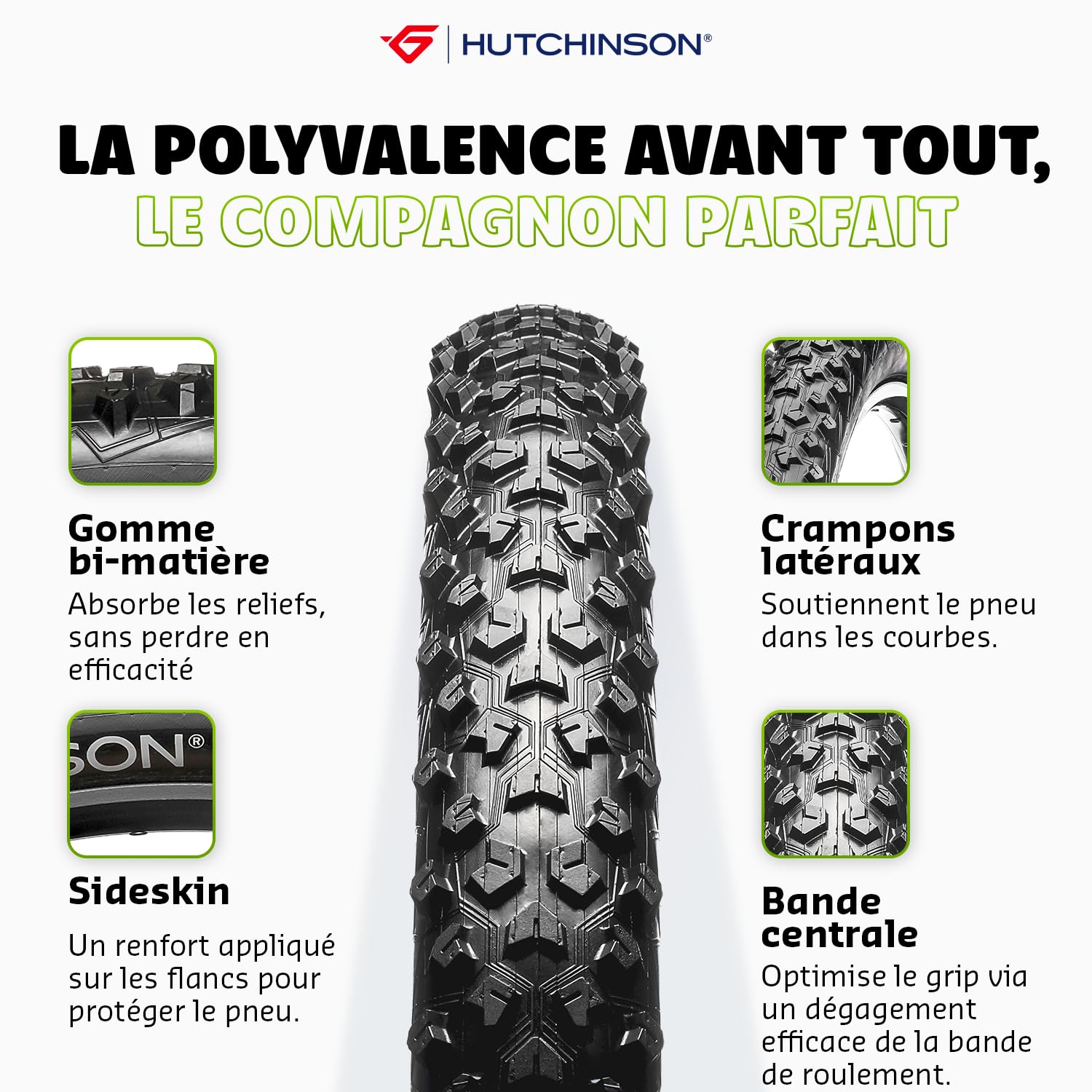 Hutchinson - TAIPAN XC - Pneu VTT - pour Tout Terrain - Légèreté Et Accroche - Tringles Souples - Noir - Tubeless Ready