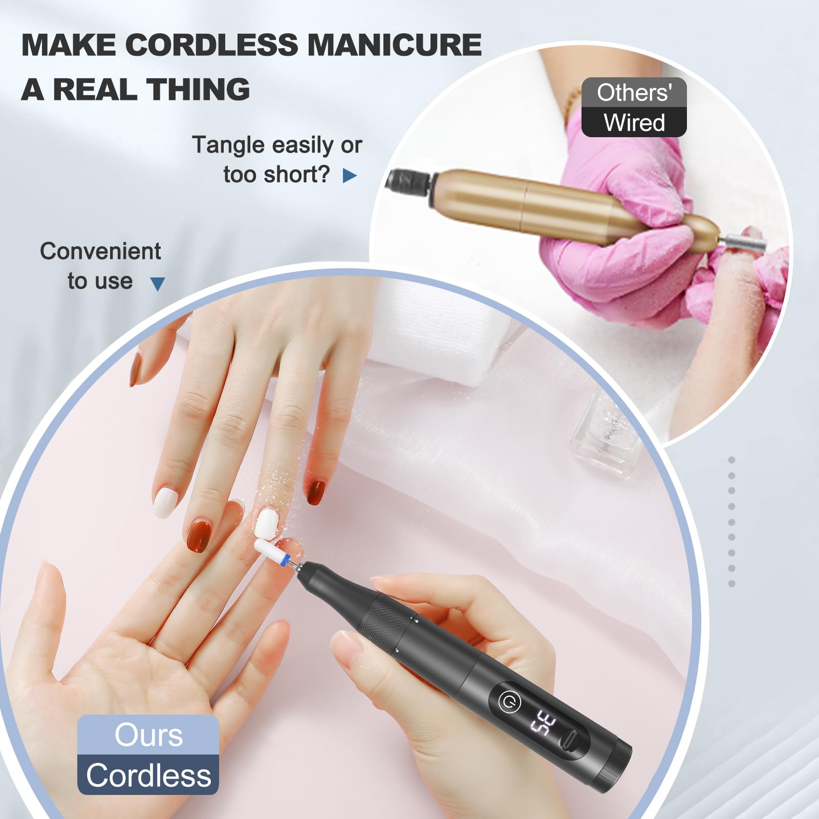 Meremit Cordless Nail Drill 35000 RPM Rechargeable E-File