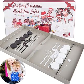 Fast Sling Puck Game, Puck Sling Game, Slingshot Table Hockey Puck Board Game for Kids&Adults Family (17x10in Metal Board)-Birthday Gifts