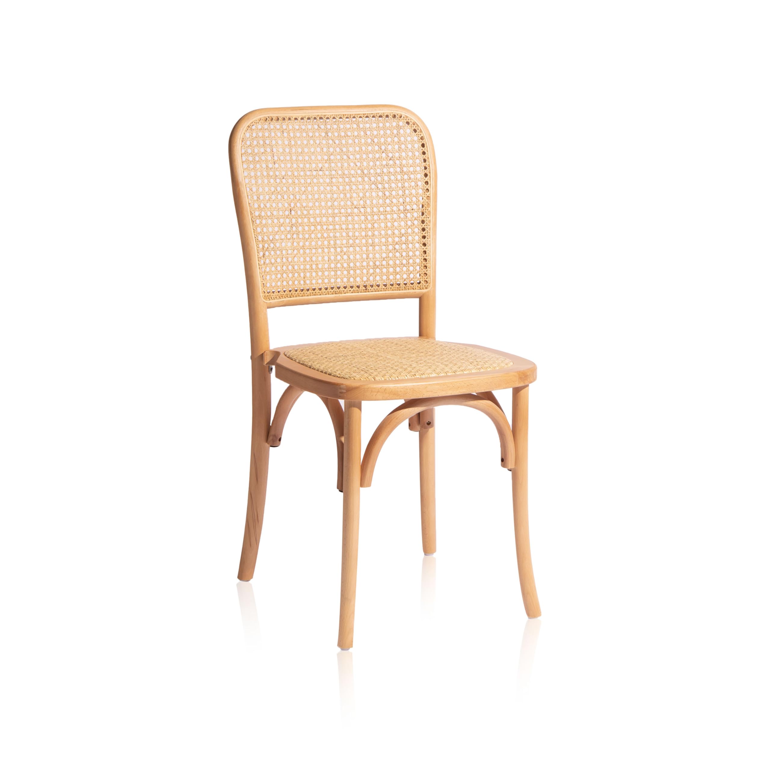 Adec Group Toscana, Pack 2 Sillas de Comedor, Silla Salón, Acabado en Madera Natural y Ratan, Medidas: 43,5 cm (Ancho) x 44,5 cm (Largo) x 87,5 cm (Alto)