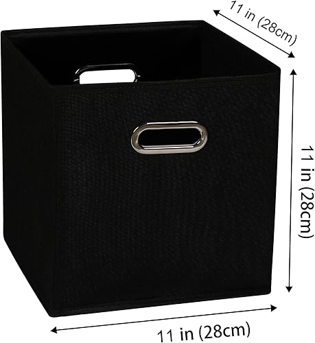 Miniatura 2 de Yunkeeeper - Contenedores de almacenamiento, cubos organizadores de tela con asa, cubos plegables para almacenamiento de tela o accesorios, 11 x 11