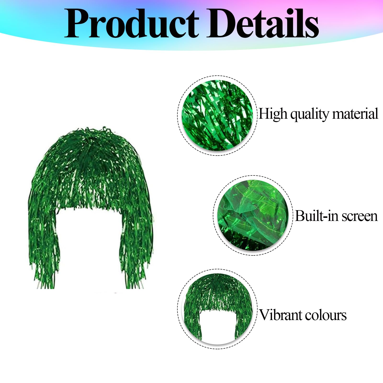 6 PCS Party Wigs ,Tinsel Wig ,6 Personalized Glasse for Costume Role-Playing Costume Parties Carnivals Halloween Christmas(Multiple Colors) - Image 3