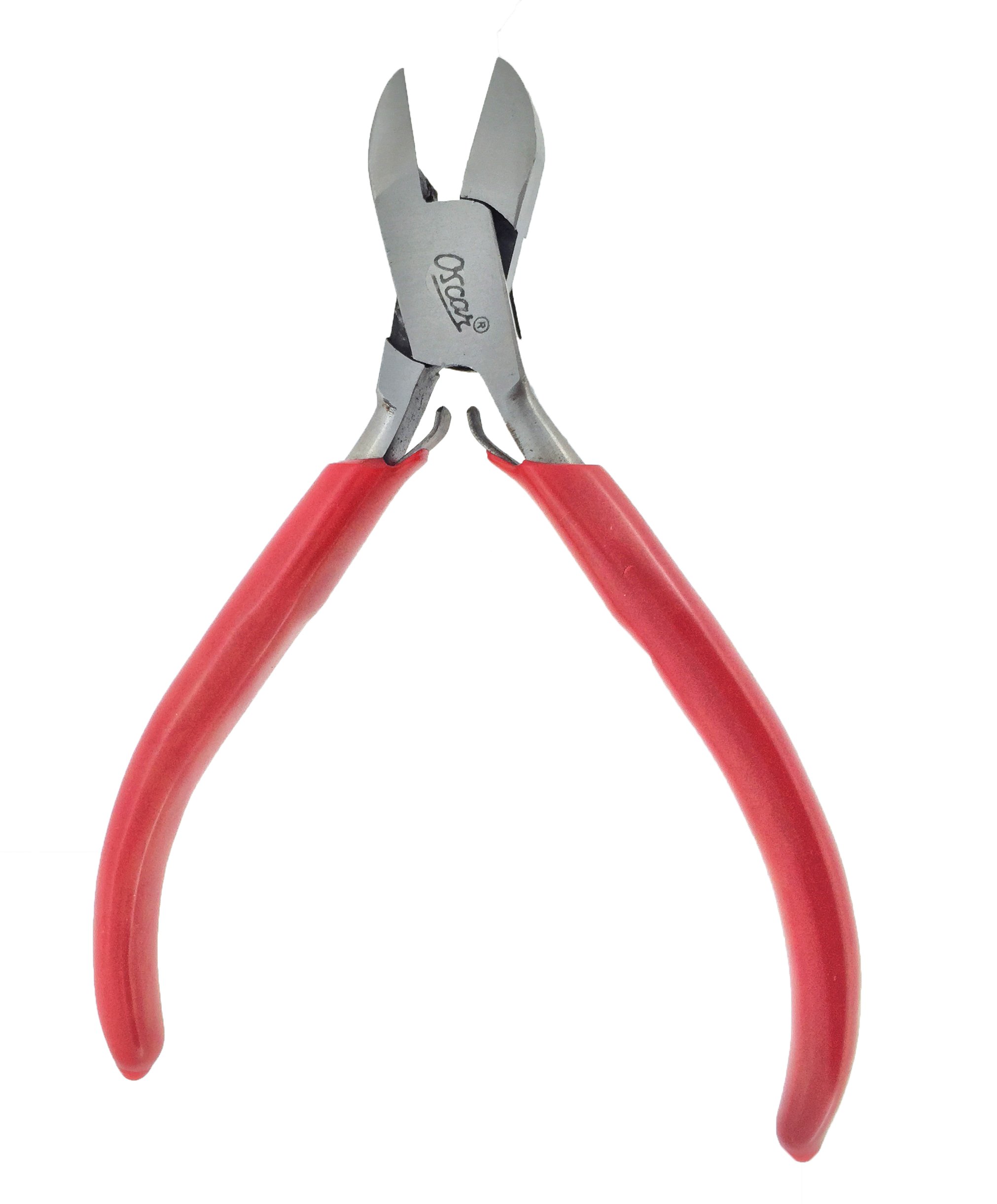 Oscar Mini Diagonal Wire Cutters Hard Metal Cutting Pliers Nippers Crafts (5-inch, Red)