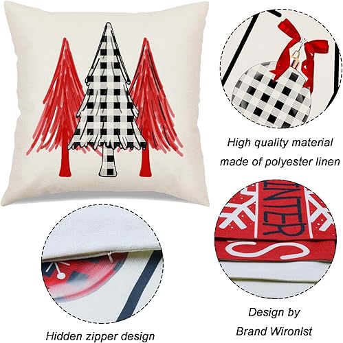 Miniatura 4 de Juego de 4 fundas de almohada de Navidad de 20 x 20 pulgadas, decoración de árbol de Navidad, camión, alegría, nieve, hola, invierno, decorativas,