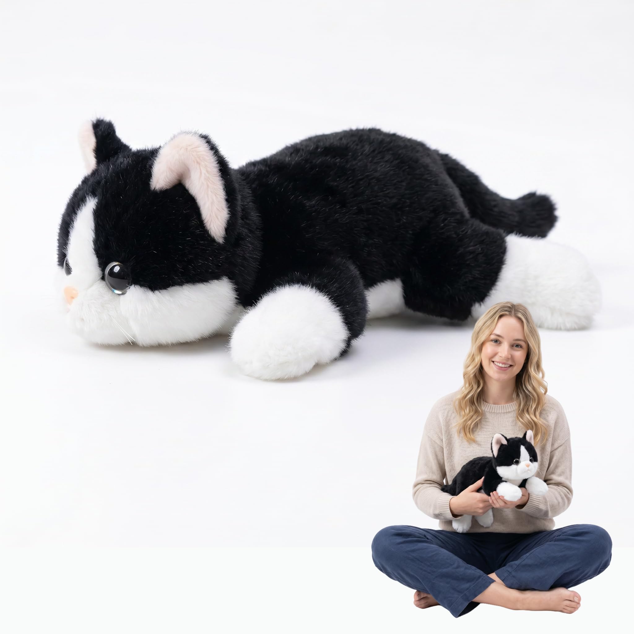 Kaelorae Plush Animals for Kids & Adults - Panda Teddy Bear Stuffed Toys, Hugging Pillow for Sleep Support, Soft Stuffed Animal Plushies Gift for Kids (Black Cat, 30cm)