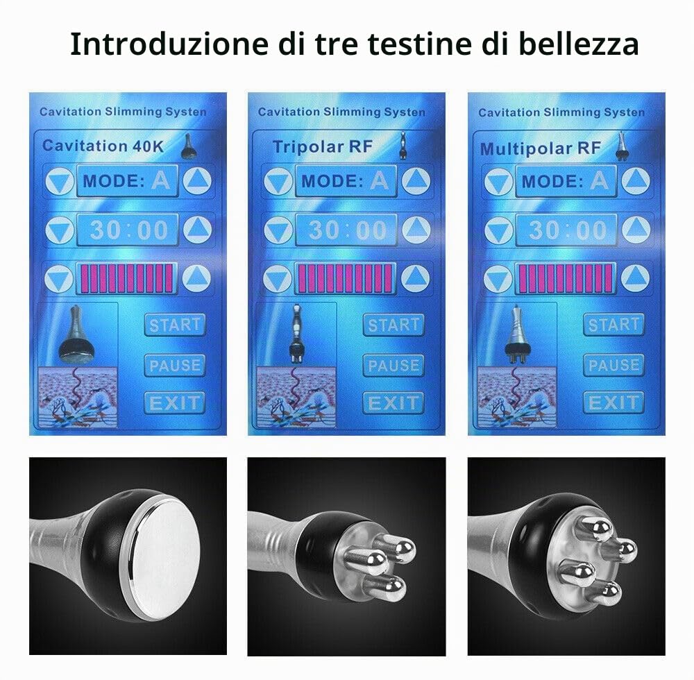 Macchina per cavitazione, 3 in 1, strumento dimagrante a radiofrequenza, per la cura della pelle, per scolpire il corpo, multifunzione, per viso, addome, glutei e cosce