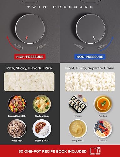 Miniatura 5 de CUCKOO Olla arrocera a presión doble de 6 tazas sin cocer 12 tazas cocidas con tecnología de calentamiento por inducción, sistema de presión