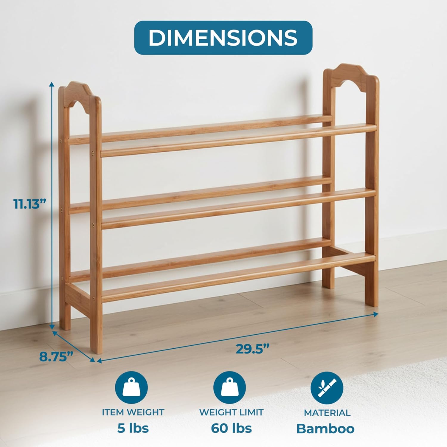 Honey-Can-Do SHO-01601 3-Tier Bamboo Shoe Rack
