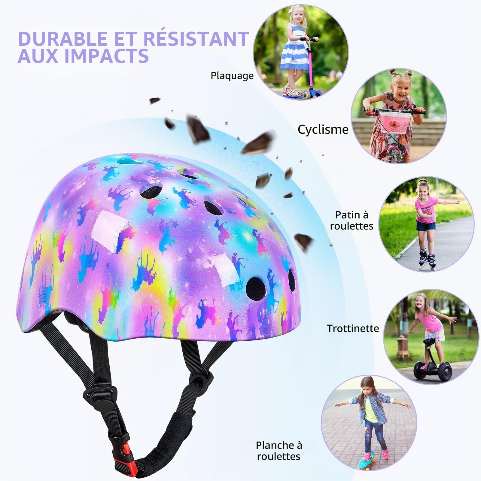 MHJY Casque Velo Enfant Casque Protection Trotinette Filles et Garçons pour Roller Scooter Skateboard Moto 3-8-13 Ans