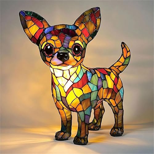 Lámparas Chihuahua - Serie de perros - Luz nocturna de resina teñida retro, lámpara de escritorio LED USB para perro, decoración vintage del hogar,