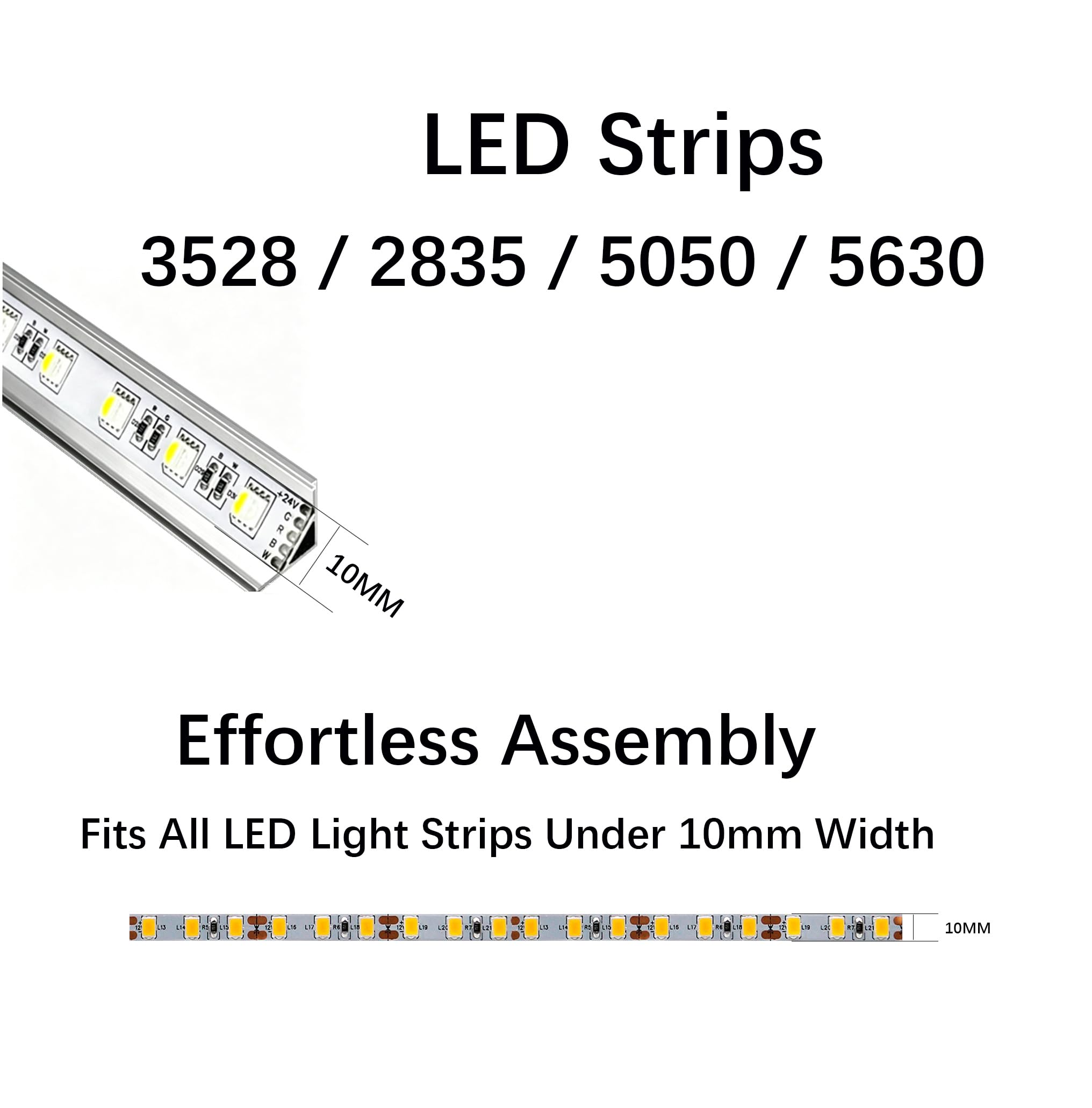 LED Strip Channel - 3.28ft Aluminum Profile (6 Pack) -4