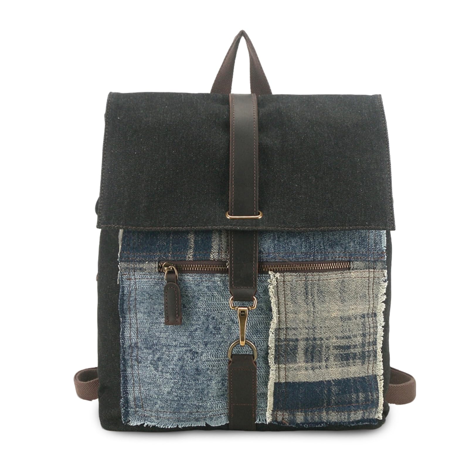 FANDARE Zaino in Tela Laptop 15,6 Pollici Vintage Jeans Cartelle Scuola