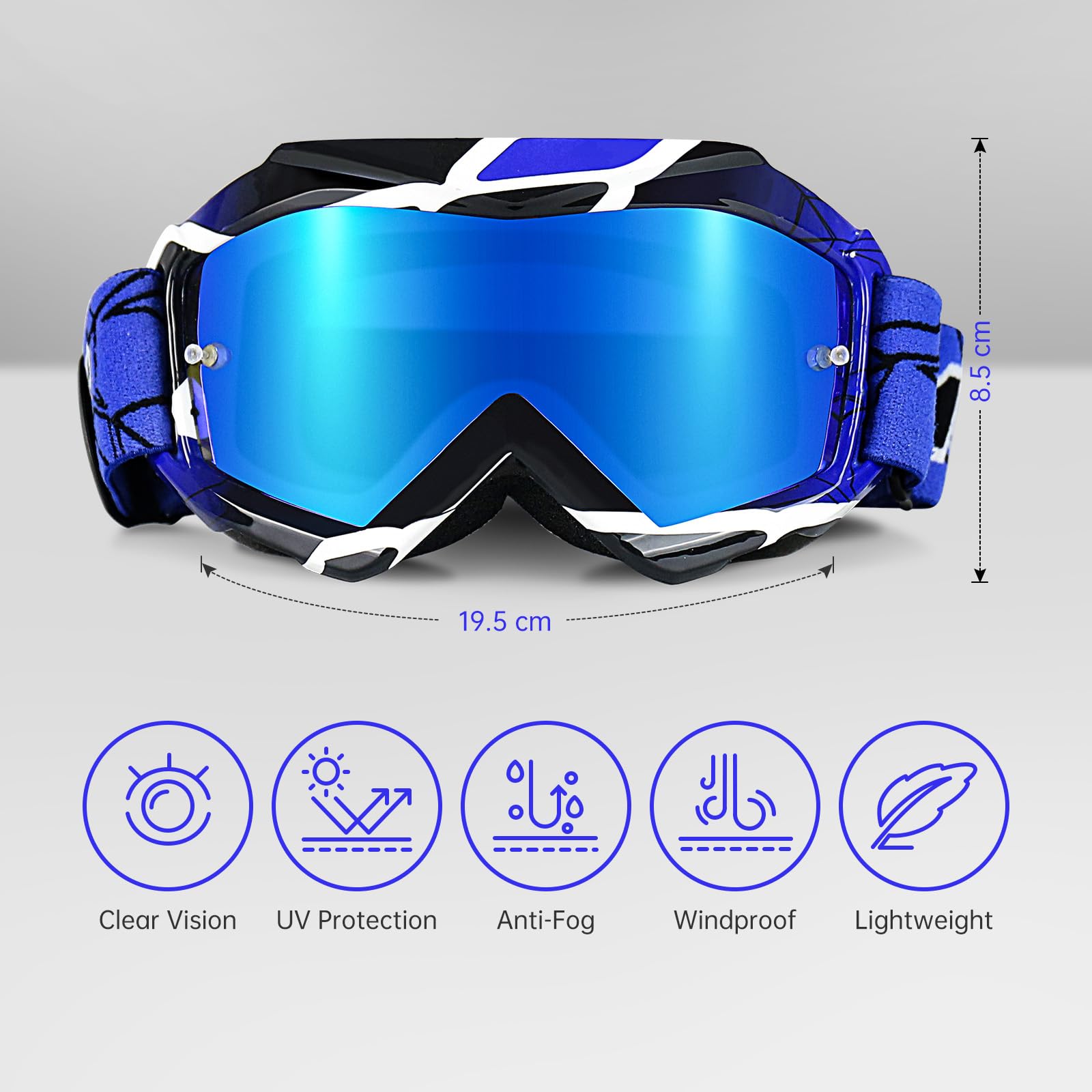 Lunettes de motocross pour enfants, Lunettes de Protection de sécurité réglables, Lunettes de Ski d 'anti-UV d'anti-buée Coupe-Vent pour Activités Extérieures