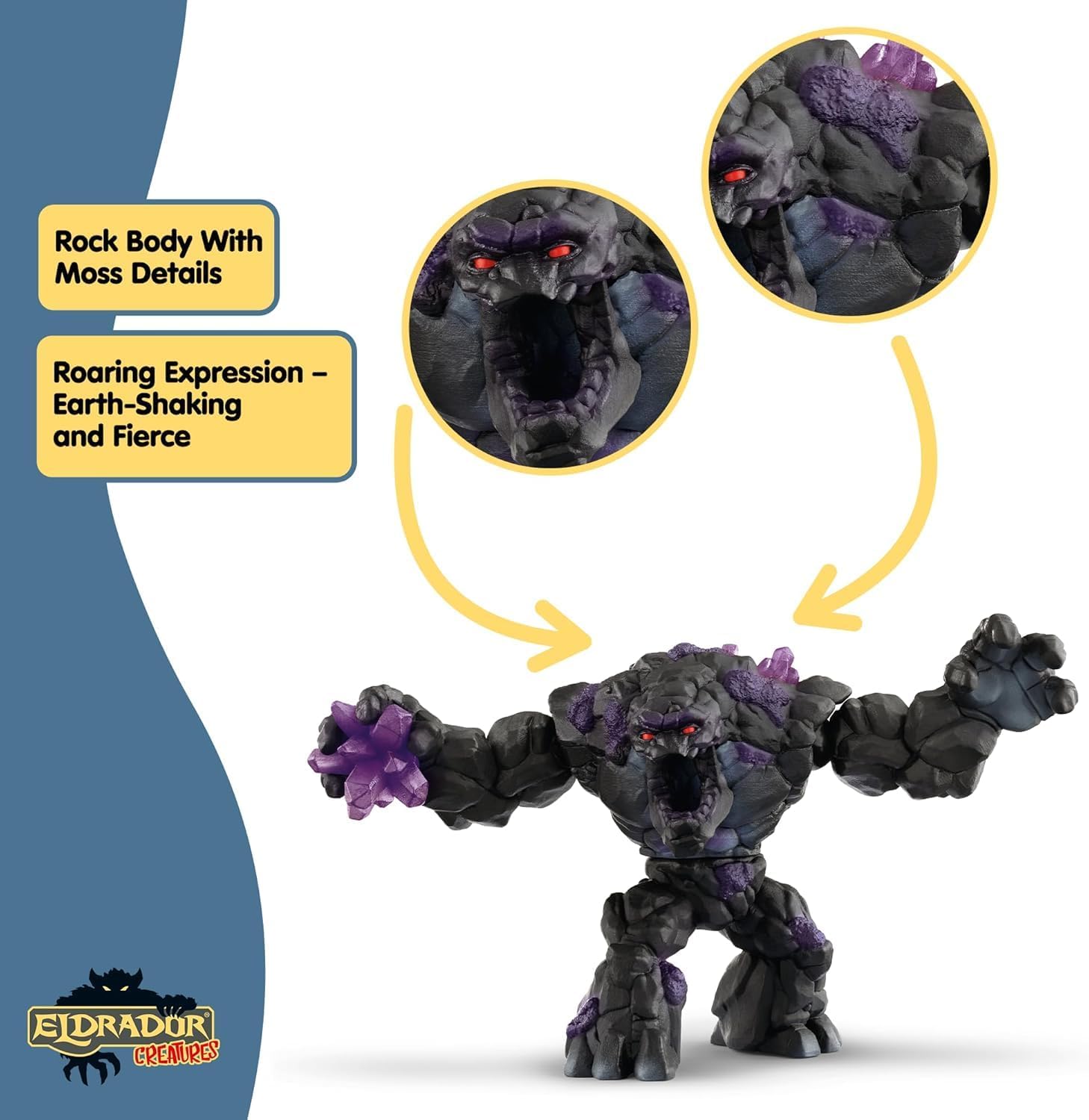 Schleich Eldrador Creatures - Shadow Stone Monster Toy with Movable Arms and Jaw - 9” Giant Beast Figurine with Rotating Body - Battle Stone Action Figure for Boys, Girls - Kids Ages 7+ | 70158 - Image 4