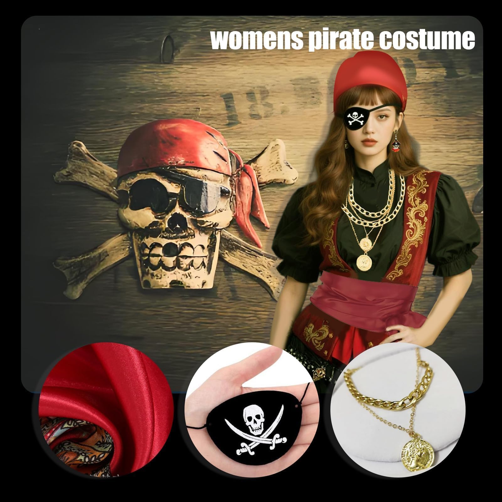 27 Pcs Pirate Costume Women - Image 3