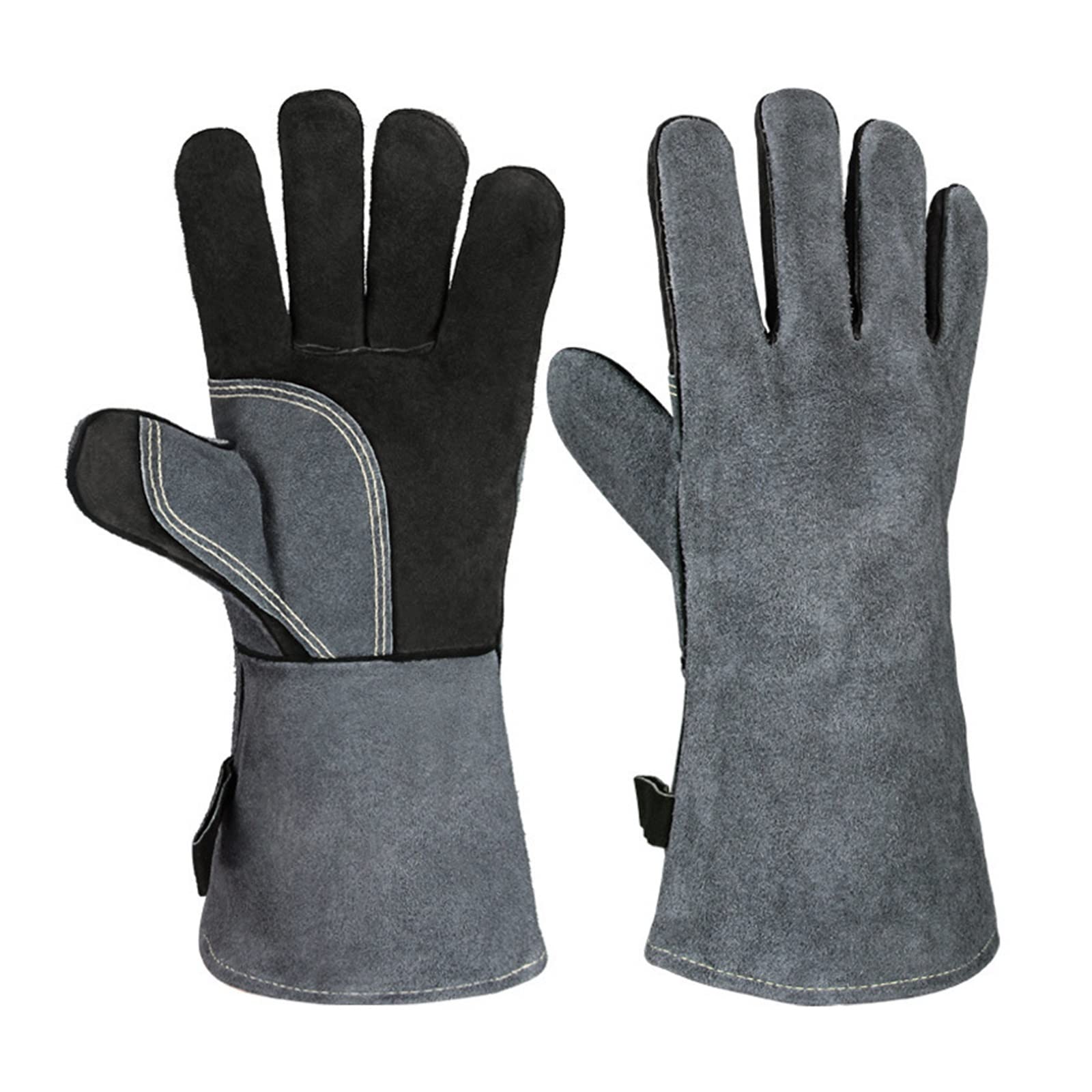Welding Supplies 500℃ Heat Resistant Oven Gloves Mitts Baking BBQ Gloves for Grill Heat Insulation Leather Forging Welding Gloves(L)