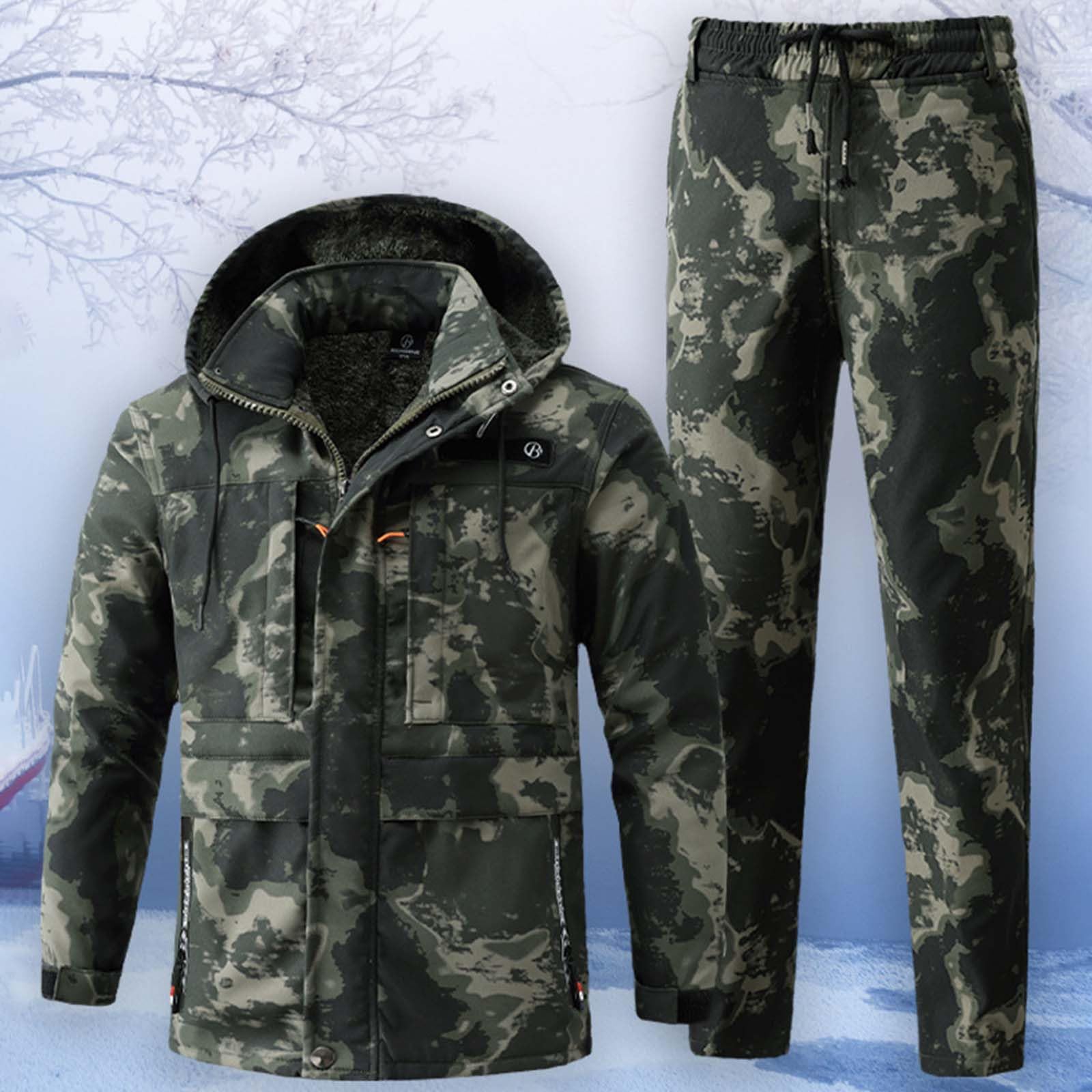 Tuta da Sci Outdoor da Uomo 2 Pezzi Tute Snowboard Tuta Combattimento Abbigliamento Militare Moda Invernale Impermeabile Mantieni Caldo Giacca Sci + Set Pantaloni Neve Sportiva
