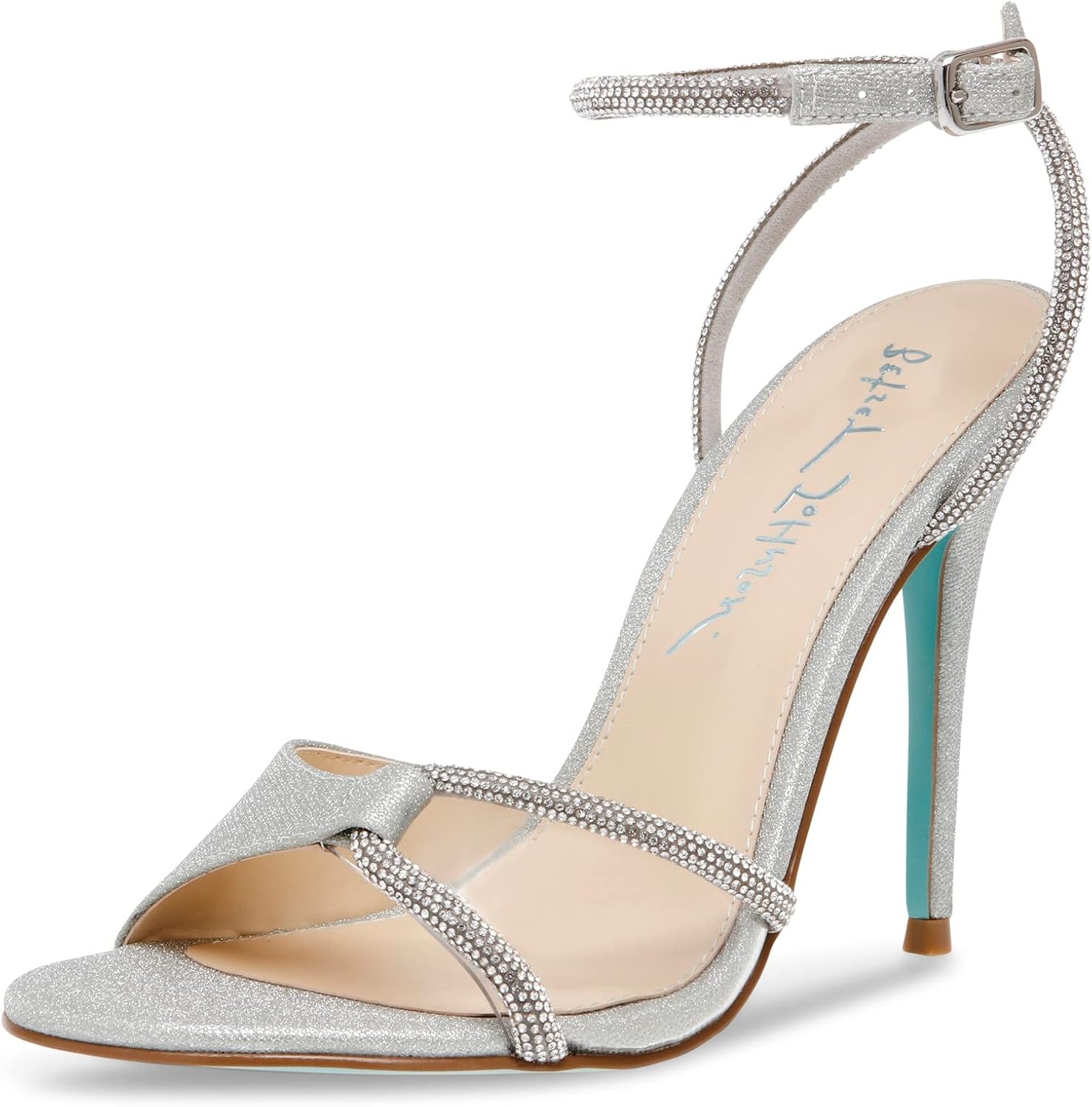Betsey Johnson Women's Vera Heeled Sandal, Silver, 9